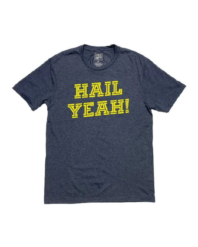 premium t-shirts for men -Ink Detroit Michigan HAIL YEAH! Tri Blend T-Shirt - Navy