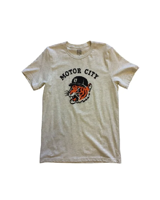 men's lightweight t-shirts -Ink Detroit Motor City Kitty T-Shirt - Heather Natural