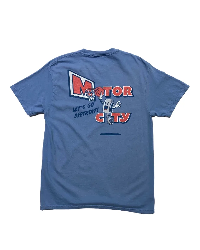 men's casual short-sleeve t-shirts -Ink Detroit - Motor City Piston T-Shirt - Pigment Washed Denim