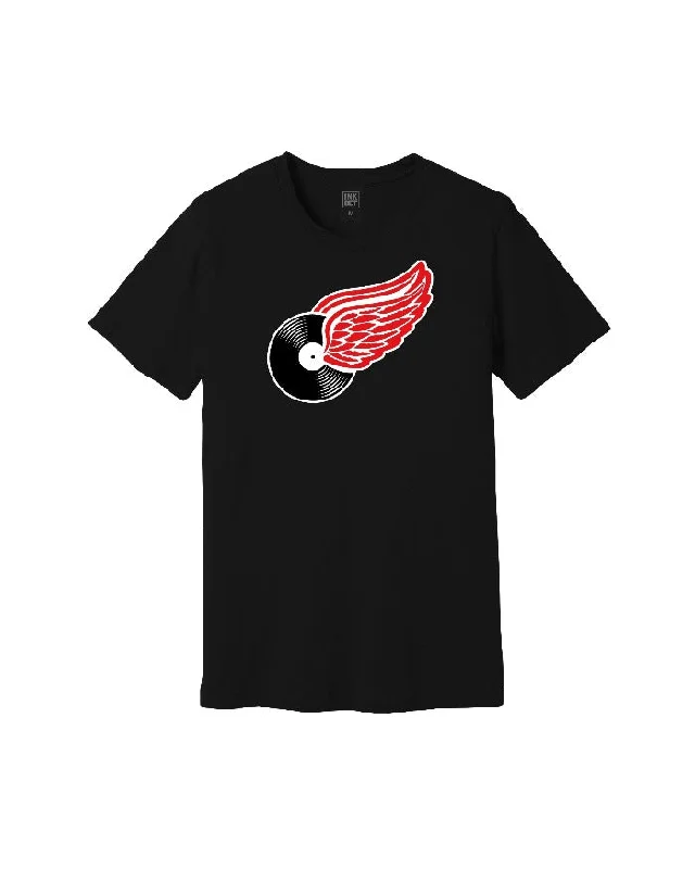 casual graphic t-shirts for men -Ink Detroit Motown Wing T-Shirt - Black