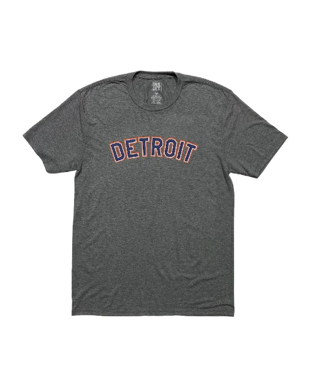 cool summer t-shirts -Ink Detroit Orange & Navy Print T-Shirt - Heather Grey