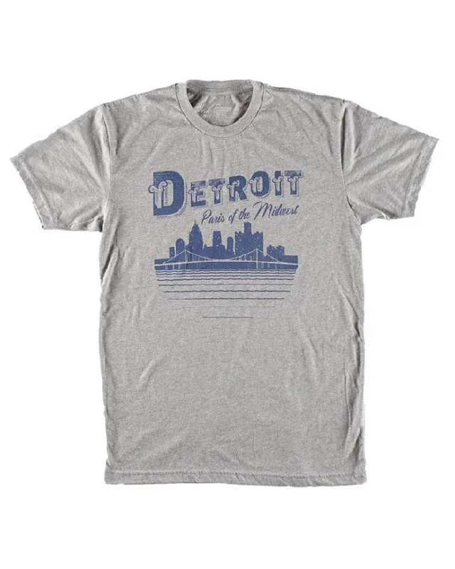 men's zip-up t-shirts -Ink Detroit Paris of The Midwest T-Shirt - Heather Grey