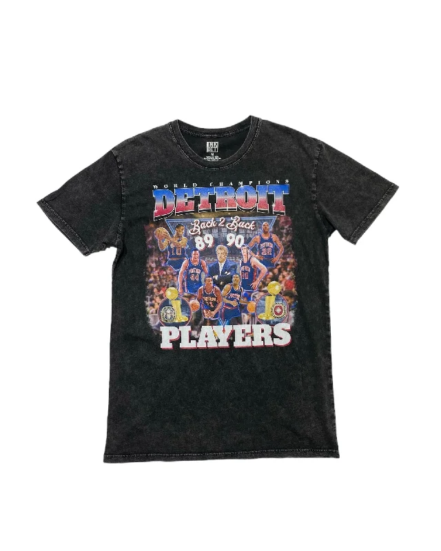 performance wear t-shirts for men -Ink Detroit - Players Back to Back Champs Mineral Wash T-Shirt - Black