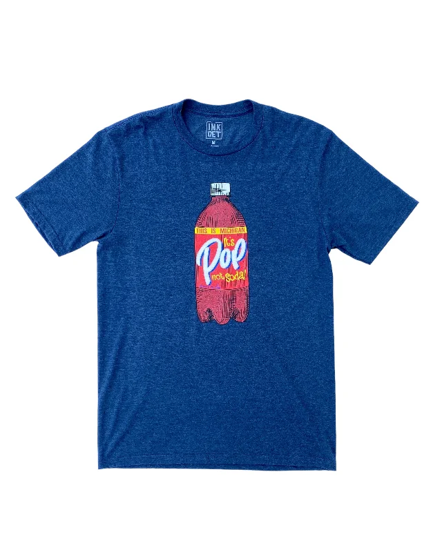 men's stylish printed tees -Ink Detroit - Pop not Soda Tri Blend T-Shirt - Navy