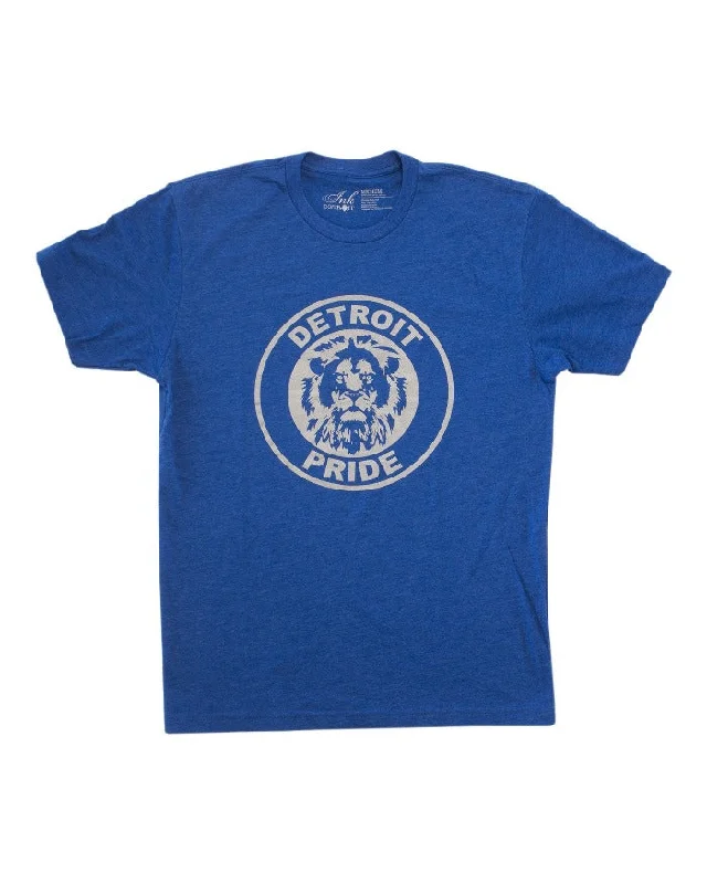 comfortable cotton t-shirts -Ink Detroit Pride T-Shirt - Royal Blue