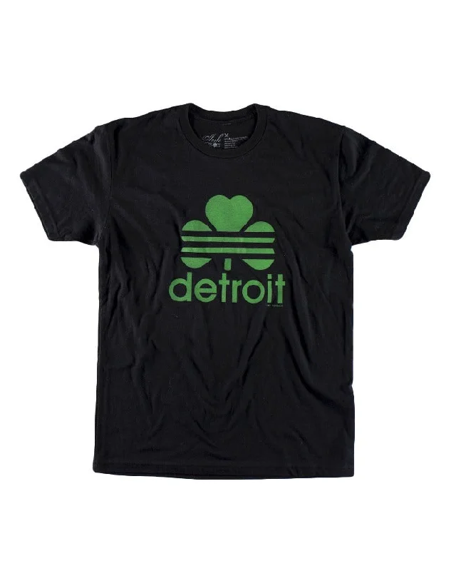 men's casual printed tees -Ink Detroit Retro Cloverleaf T-Shirt - Black