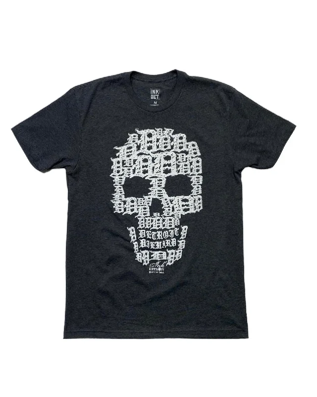 men's short-sleeve t-shirts -Ink Detroit Skull T-Shirt - Charcoal Grey