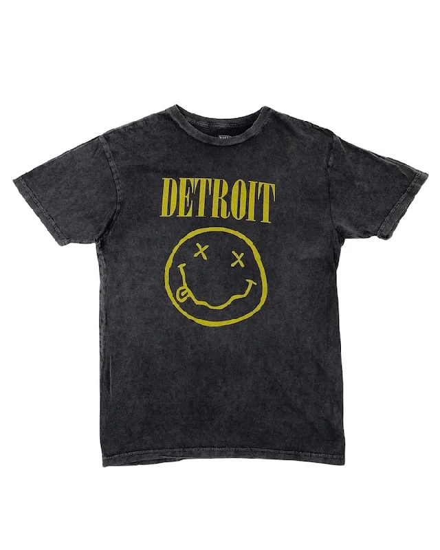 men's oversized graphic t-shirts -Ink Detroit Teen Spirit Mineral Wash T-Shirt - Black