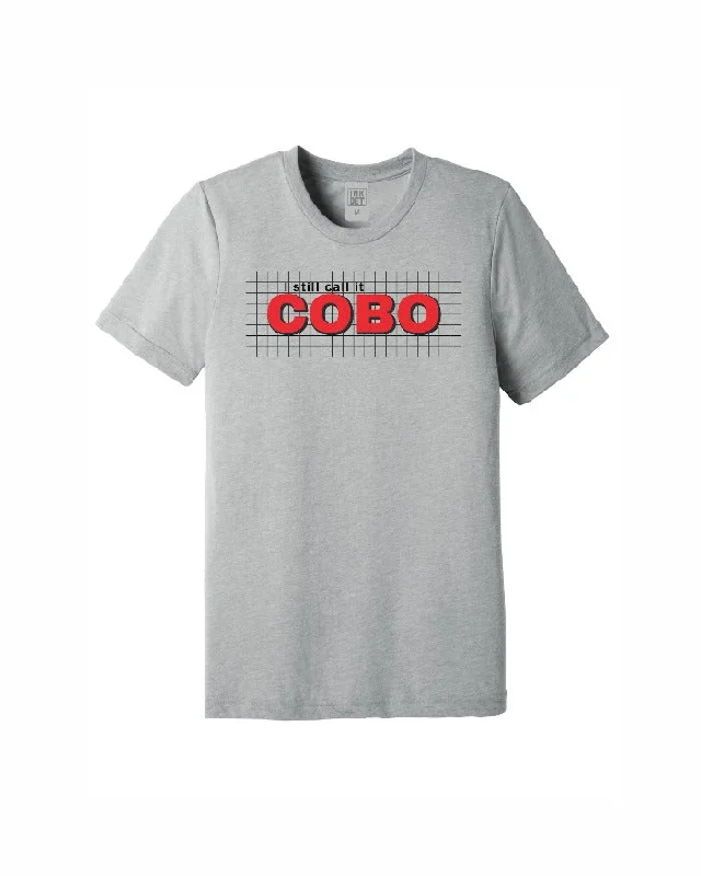 men's summer cotton tees -Ink Detroit Vintage Cobo T-Shirt - Heather Silver