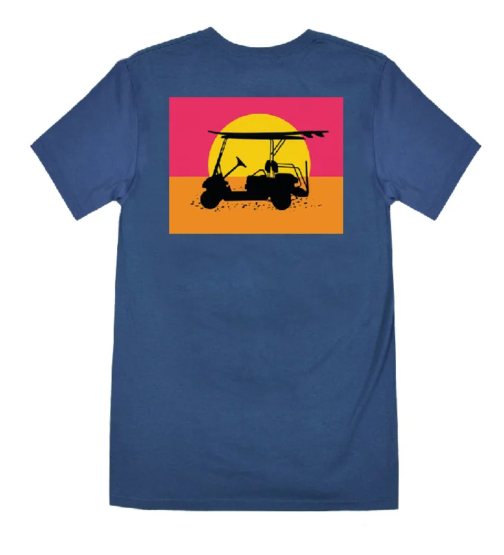 men's crew neck printed t-shirts -Island Tee - Endless Sunset - Navy