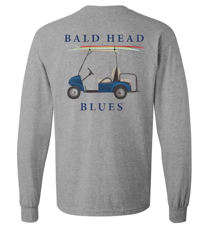 men's graphic tees for layering -Island Tee - Long Sleeve Golf Cart - Heather Grey