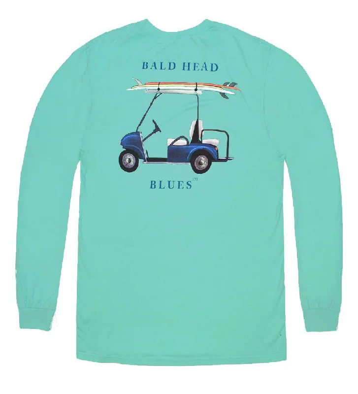 men's casual summer t-shirts -Island Tee - Long Sleeve Golf Cart - Seafoam