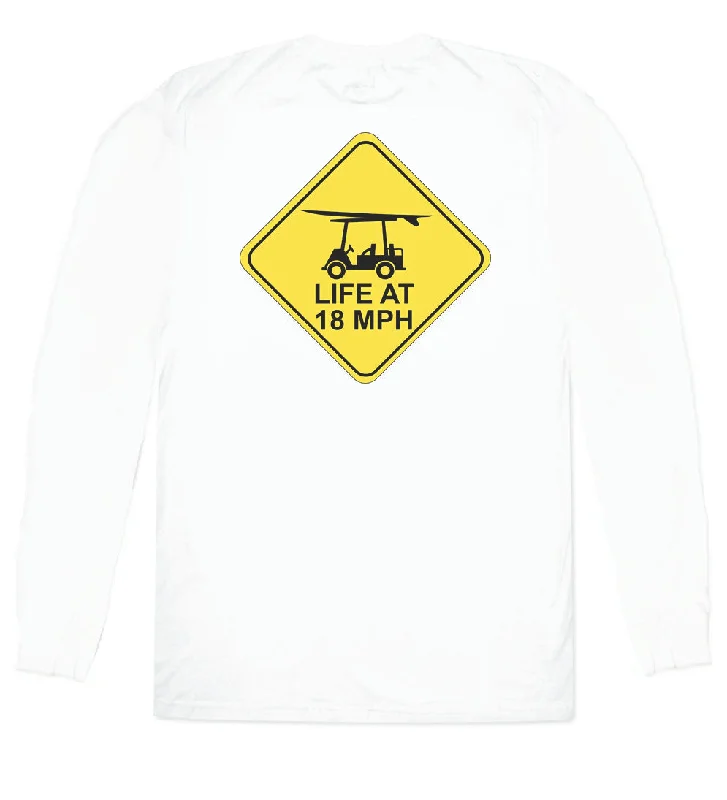 men's athletic fit t-shirts -Island Tee - Long Sleeve Life at 18 MPH - White