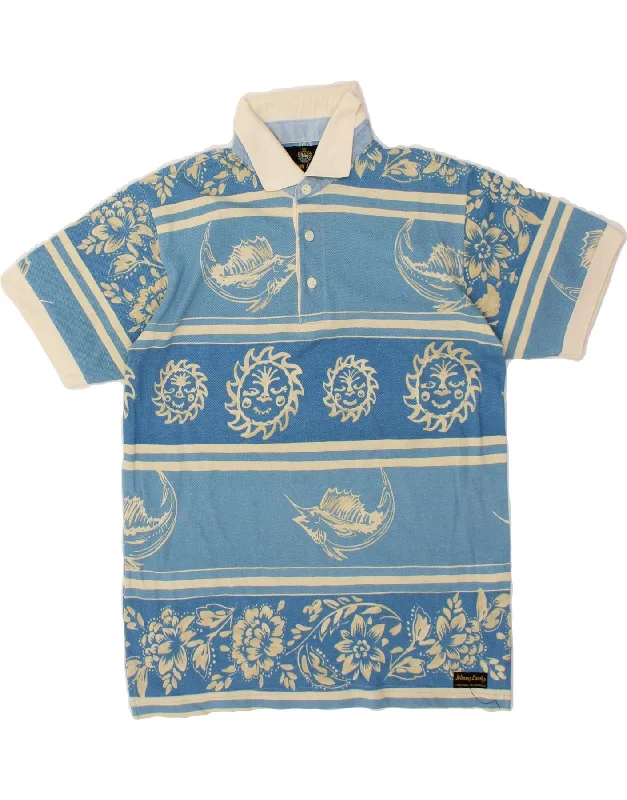 men's casual wear polo shirts -JOHNNY LAMBS Boys Polo Shirt 13-14 Years Blue Floral Cotton