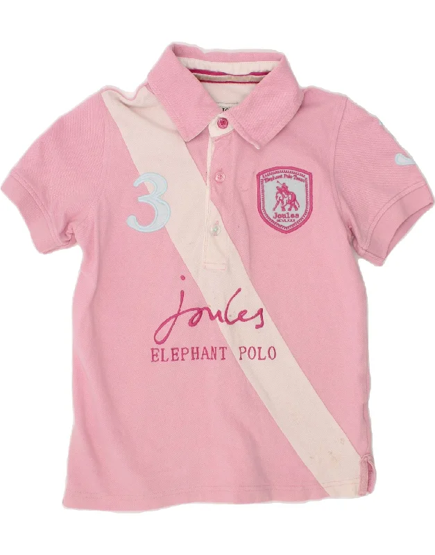 custom-fit polo shirts for men -JOULES Boys Graphic Polo Shirt 5-6 Years Pink Cotton