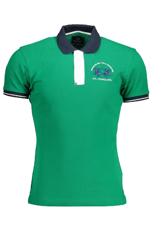 men's custom embroidered polo shirts -La Martina  Cotton Polo Men's Shirt