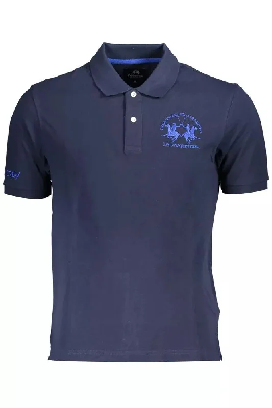 men's breathable short sleeve polo shirts -La Martina Elegant  Cotton Polo Men's Shirt