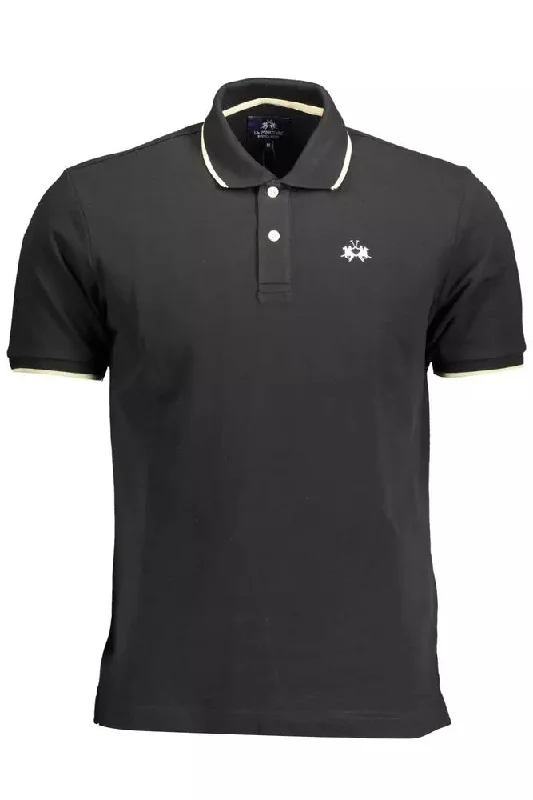 men's premium polo shirts for work -La Martina Elegant  Cotton Polo with Contrasting Men's Accents