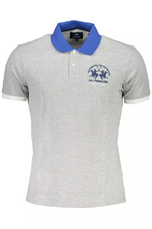 men's golf polo shirts -La Martina Elegant  Cotton Polo With Contrasting Men's Details