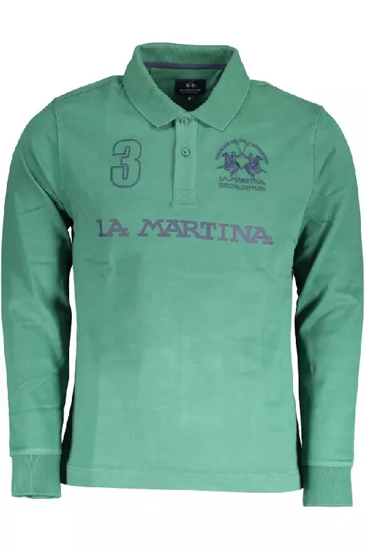 breathable long sleeve polo shirts -La Martina Elegant Long Sleeve  Men's Polo