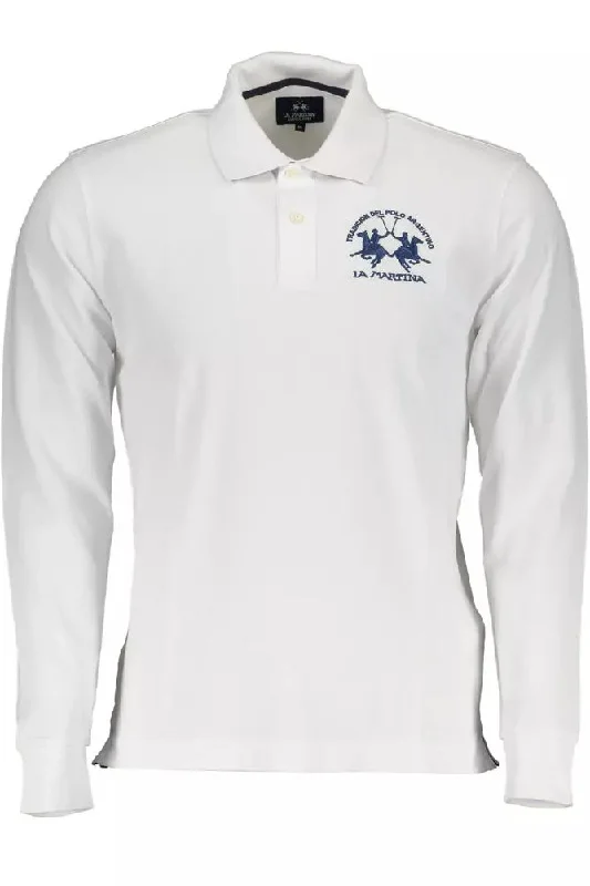 luxury embroidered polo shirts -La Martina Elegant  Long-Sleeved Polo Men's Shirt