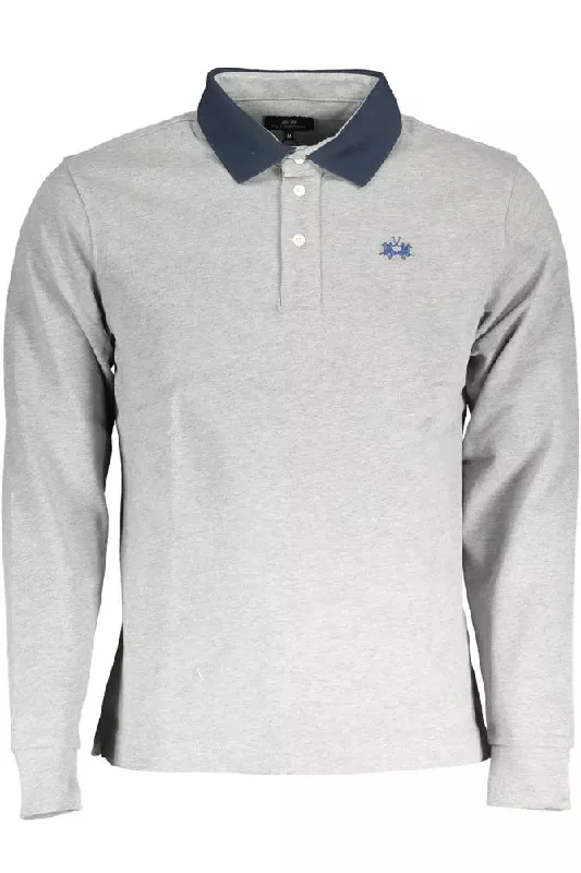 men's stylish cotton polo shirts -La Martina Elegant Long-Sleeved Polo with Contrasting Men's Details