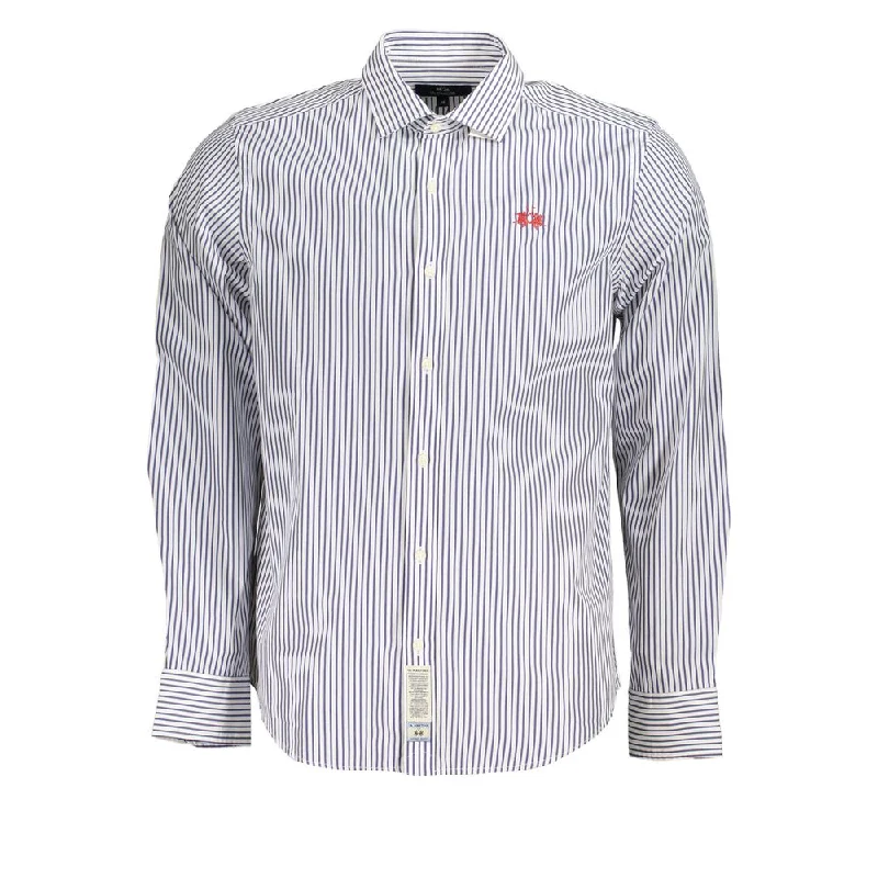 men's comfortable plaid shirts -La Martina Elegant Long-Sleeved Striped Shirt for Men's Men