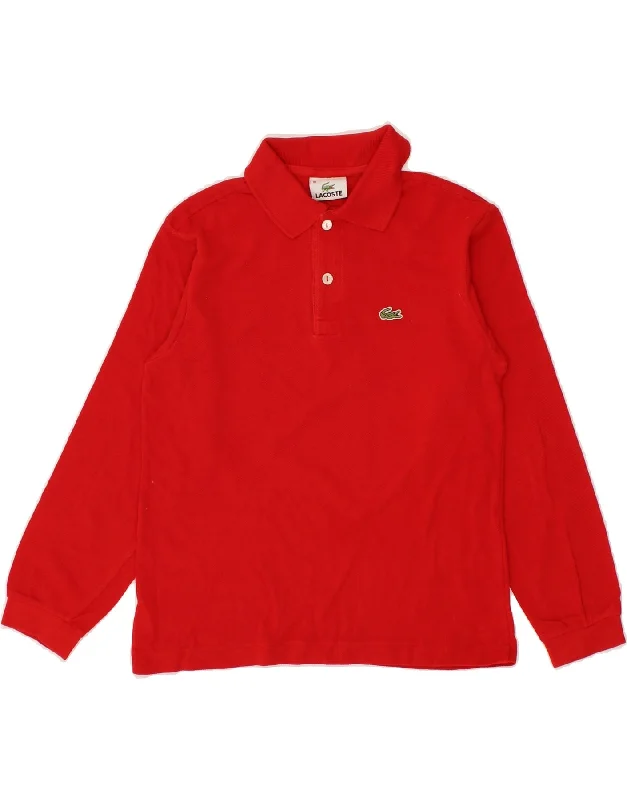 lightweight polo shirts for sports -LACOSTE Boys Long Sleeve Polo Shirt 9-10 Years Red Cotton