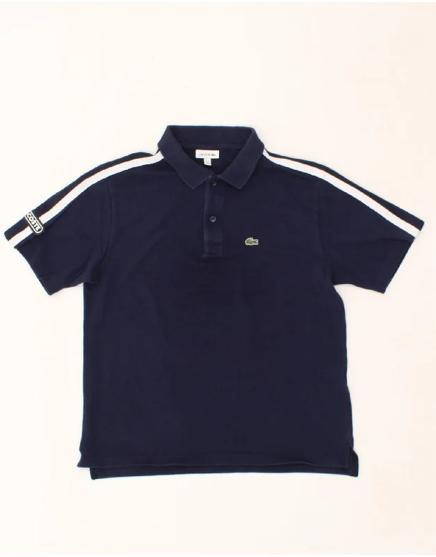 classic fit polo shirts for men -LACOSTE Boys Polo Shirt 13-14 Years Navy Blue Cotton