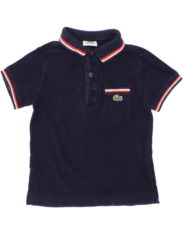 men's regular pique polo shirts -LACOSTE Boys Polo Shirt 5-6 Years Navy Blue Cotton