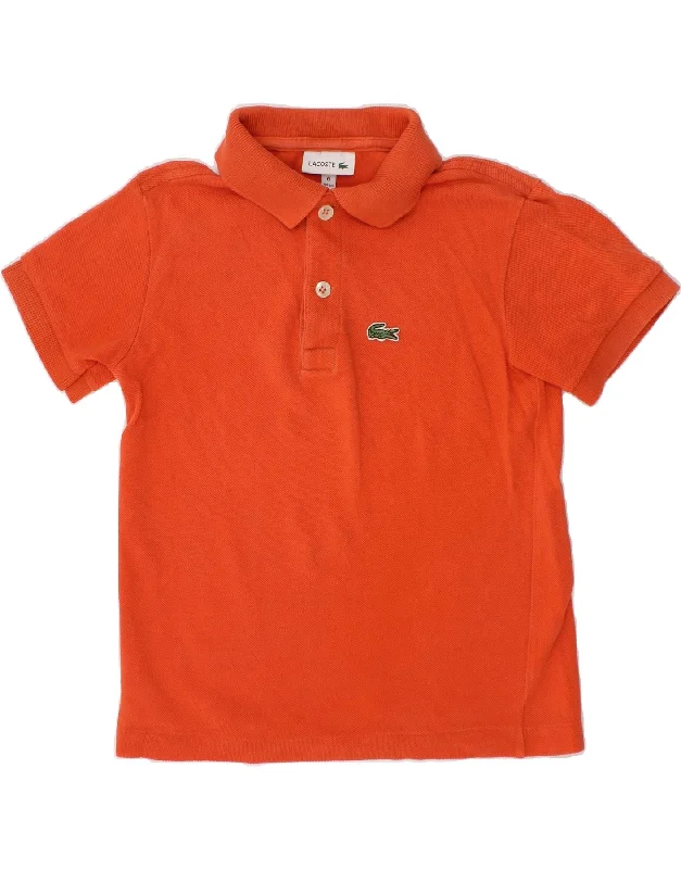 men's regular-fit polo shirts -LACOSTE Boys Polo Shirt 5-6 Years Orange Cotton