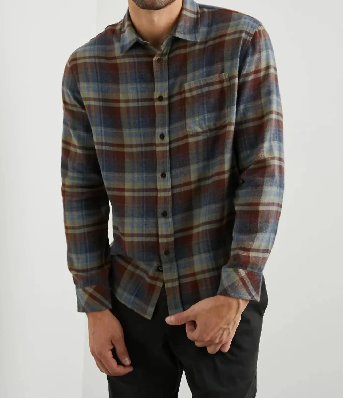 men's premium checkered shirts -Lennox Shirt In Ruby Denim