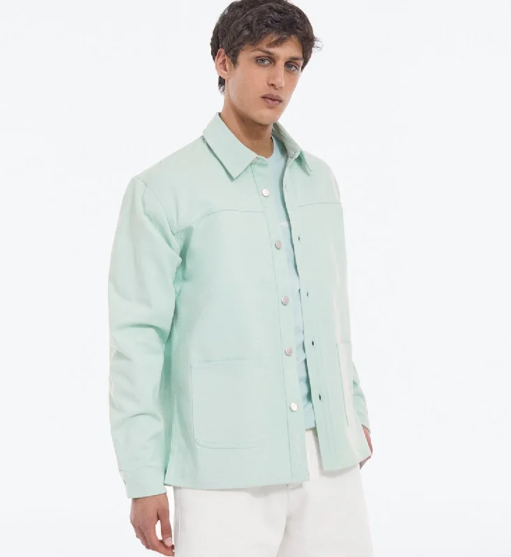 men's premium casual shirts -Light Green Cotton Shirt With Patch Pockets