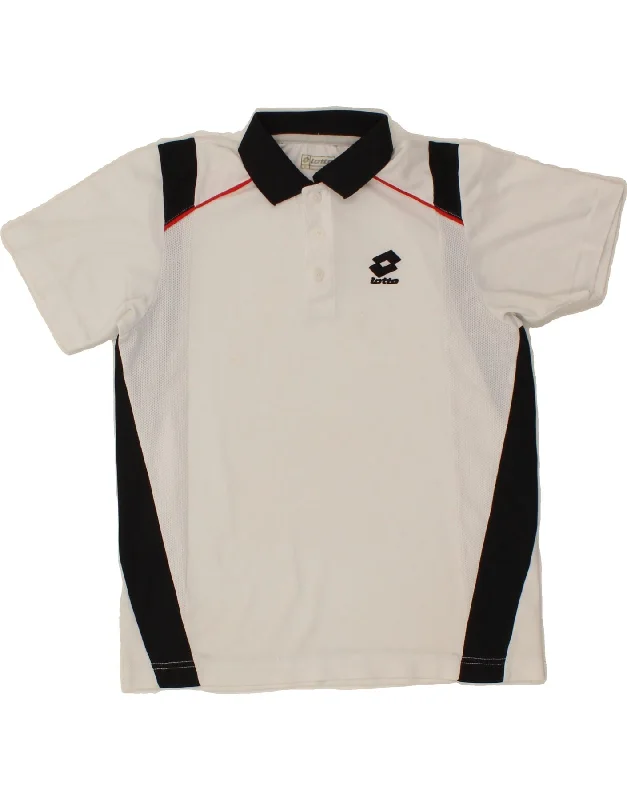 men's polo shirts for golf tournaments -LOTTO Boys Polo Shirt 12-13 Years White Colourblock Polyester