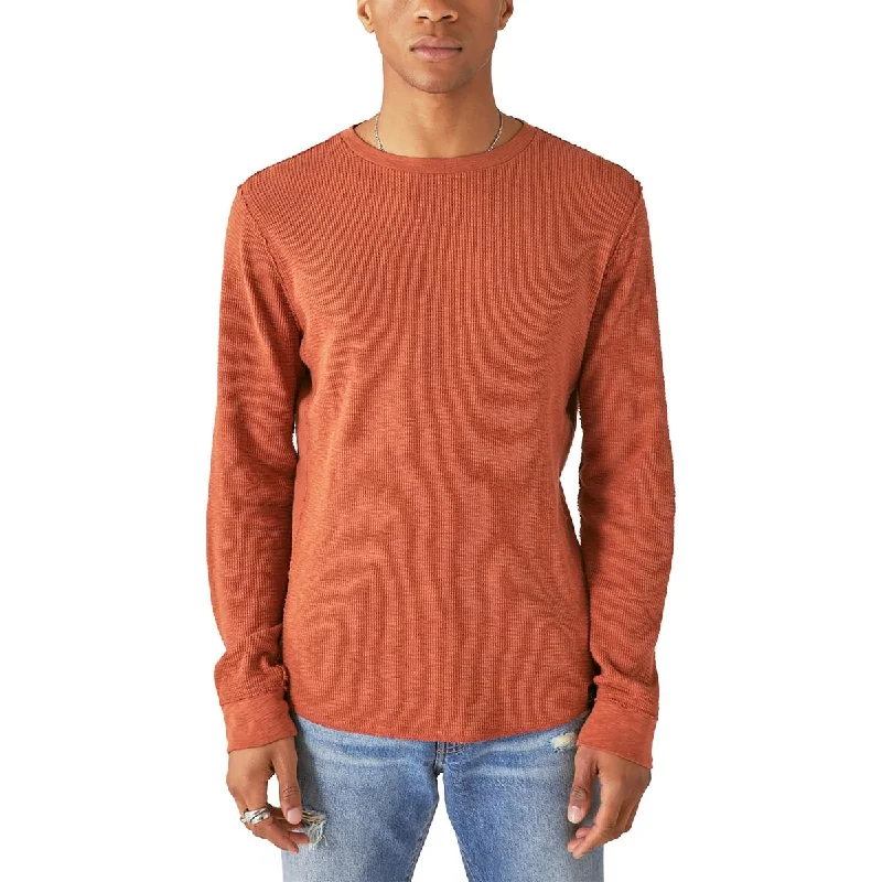 men's crewneck graphic t-shirts -Lucky Brand Mens Waffle Crewneck T-Shirt