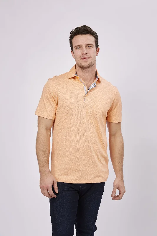 men's luxury polo shirts -MC Melon Orange Knit Polo