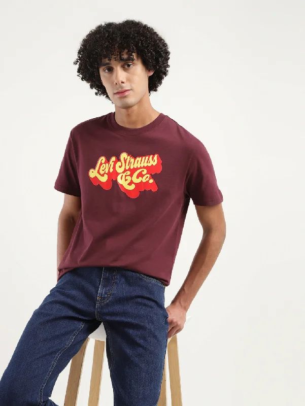 cool vintage t-shirts for men -Men's Brand Logo Crew Neck T-Shirt