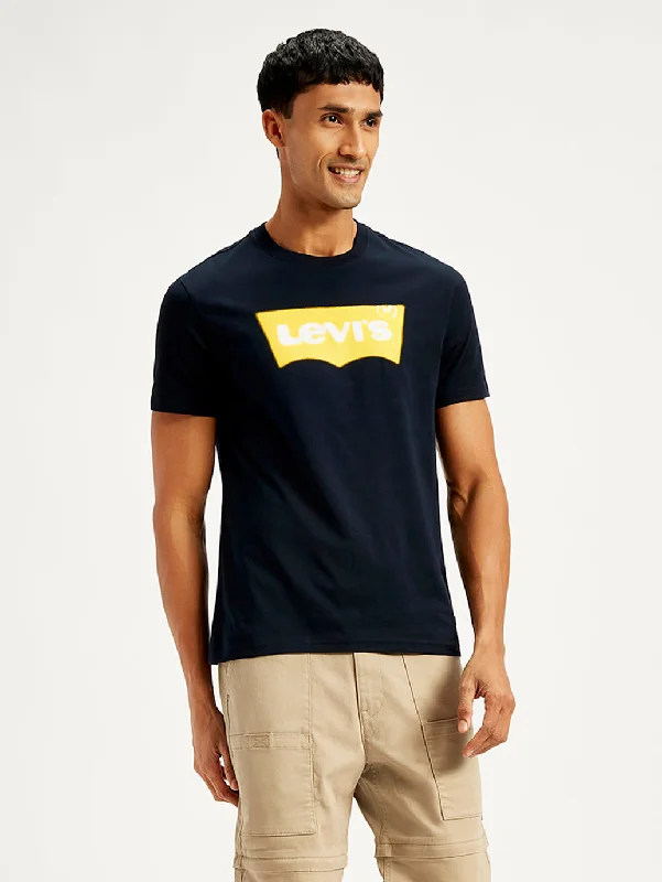 men's bold graphic tees -Men's Brand Logo Slim Fit T-Shirt