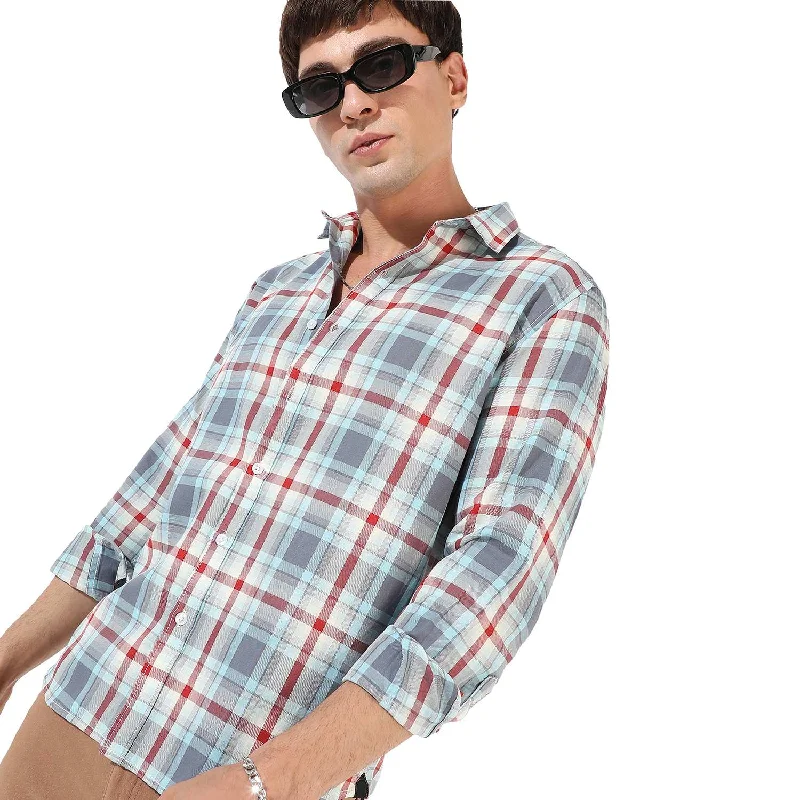 men's printed shirts -Men's Checkered Casual Shirt