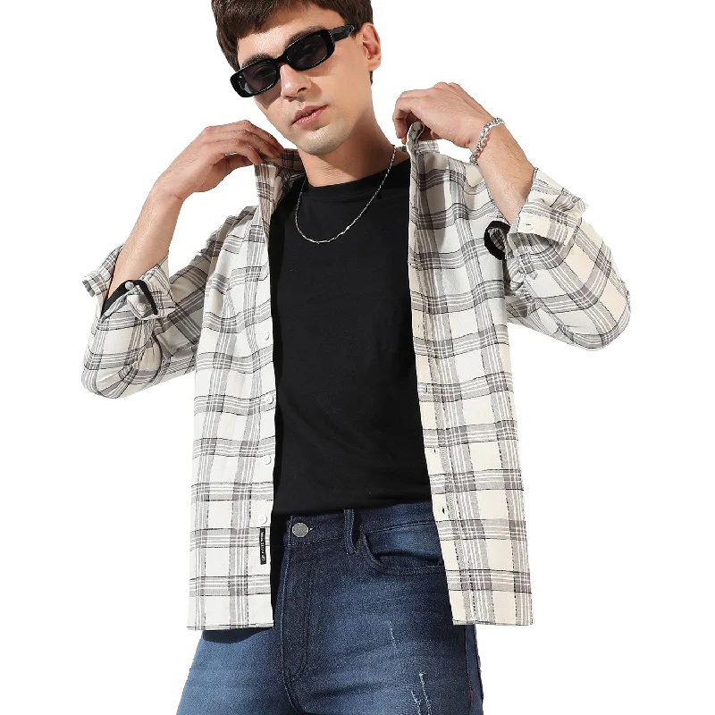 men's casual plaid shirts -Men's Checkered Casual Shirt