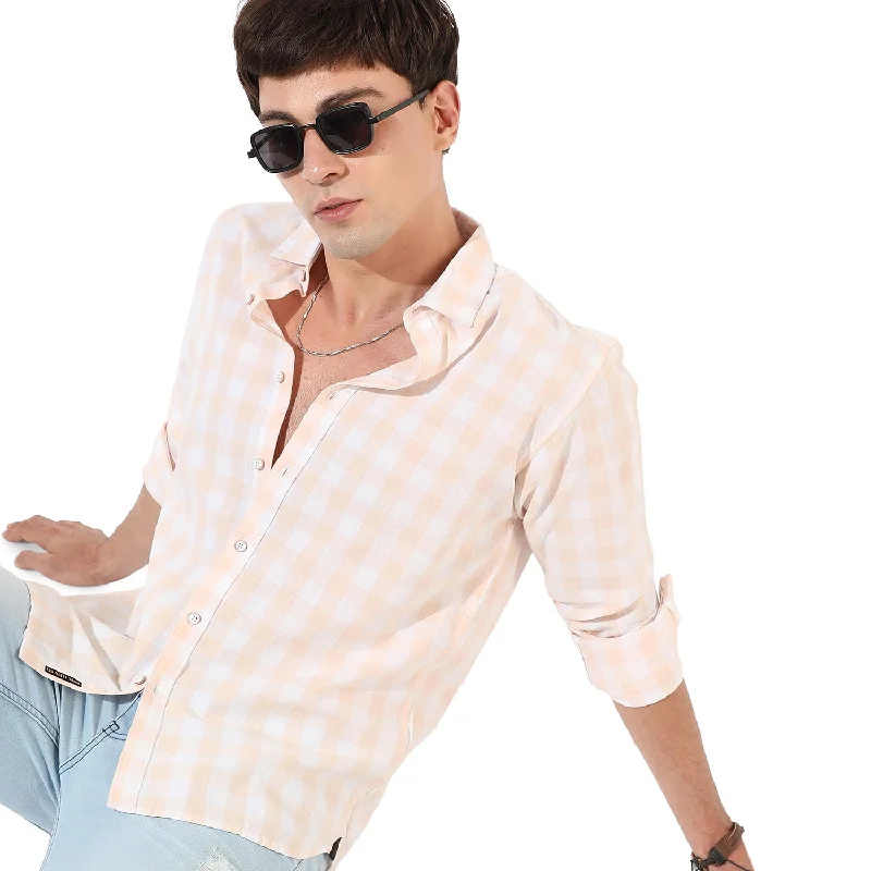 men's fitted shirts -Men's Checkered Casual Shirt