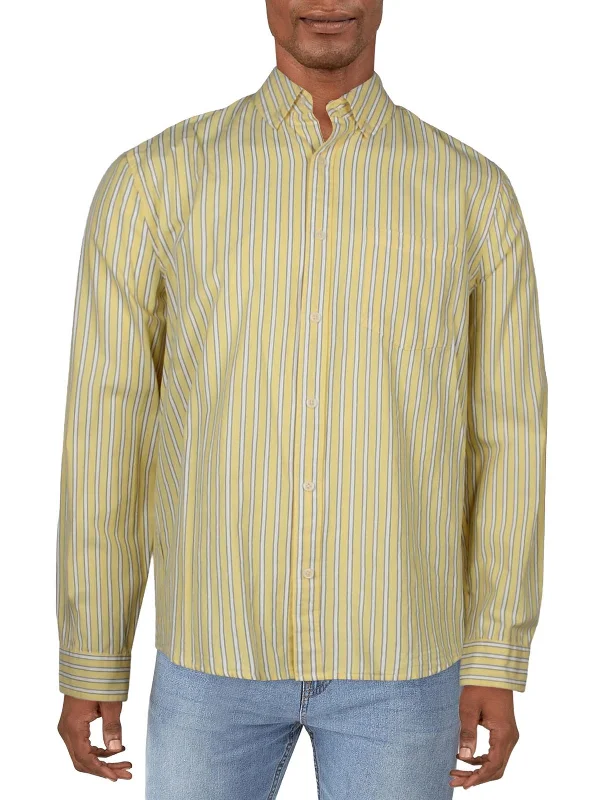 men's casual fit shirts -Mens Collar Long Sleeve Button-Down Shirt