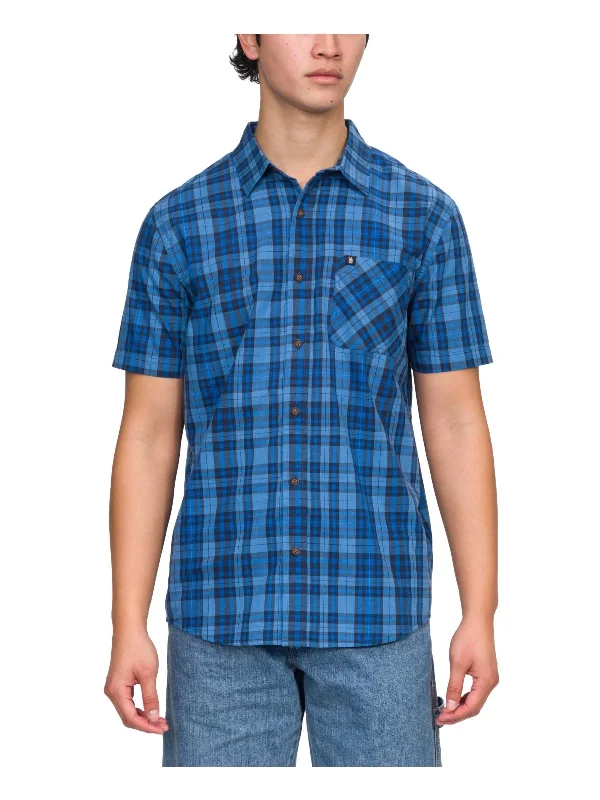 men's colorful shirts -Mens Collared Pocket Button-Down Shirt