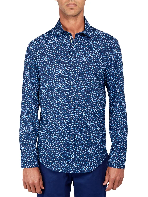 men's breathable shirts -Mens Floral Quick Dry Button-Down Shirt