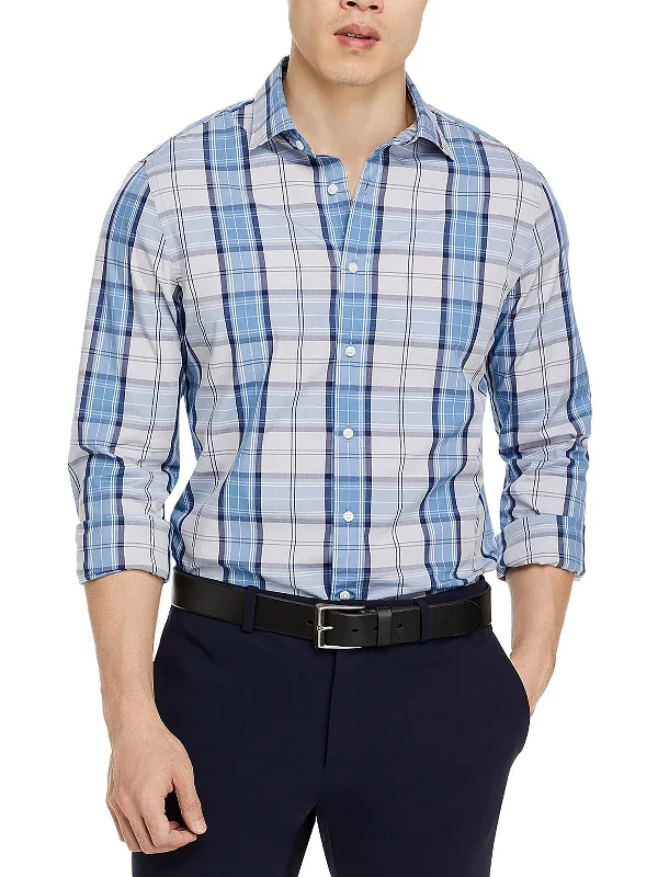 men's dress shirts -Mens Glen Plaid Long Sleeve Button-Down Shirt