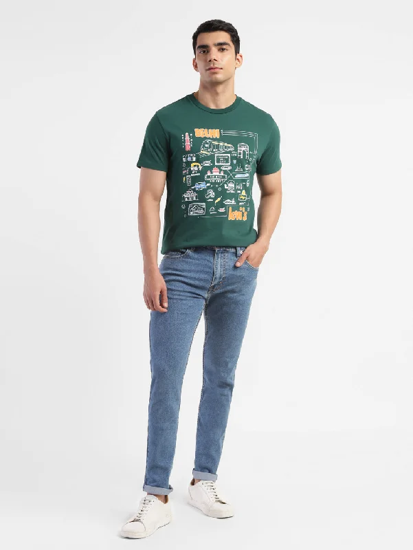 men's casual printed tees -Men's Graphic Print Slim Fit T-shirt