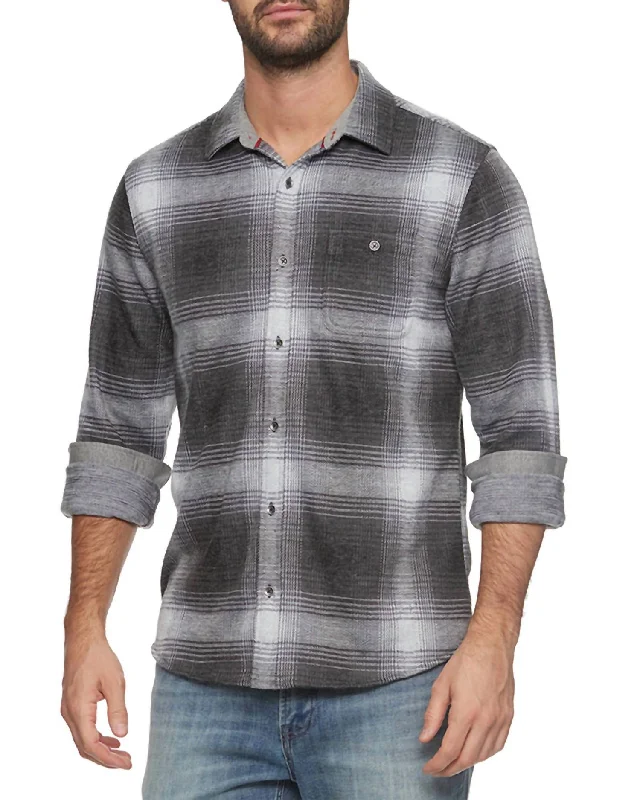 men's Hawaiian shirts -Men's Madeflex Hero Plaid Flannel Shirt In Charcoal/grey