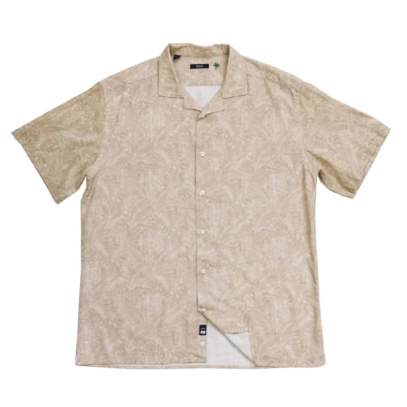 men's linen button-down shirts -Men's Malibu Button Up Shirt In Beige