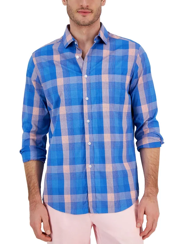 men's polo-style shirts -Mens Plaid Classis Fit Button-Down Shirt