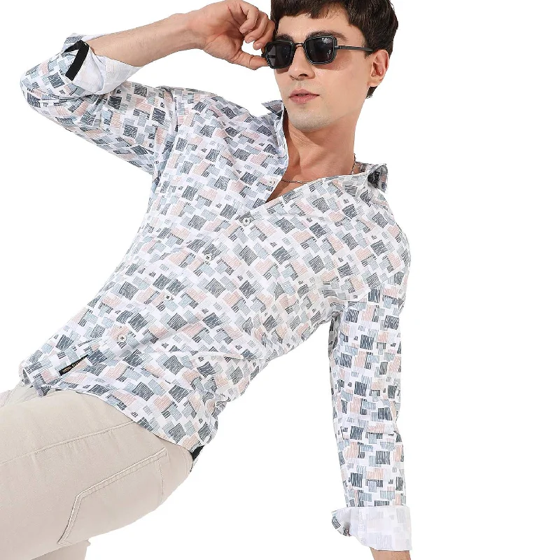 men's formal shirts for work -Men's Printed Casual Shirt